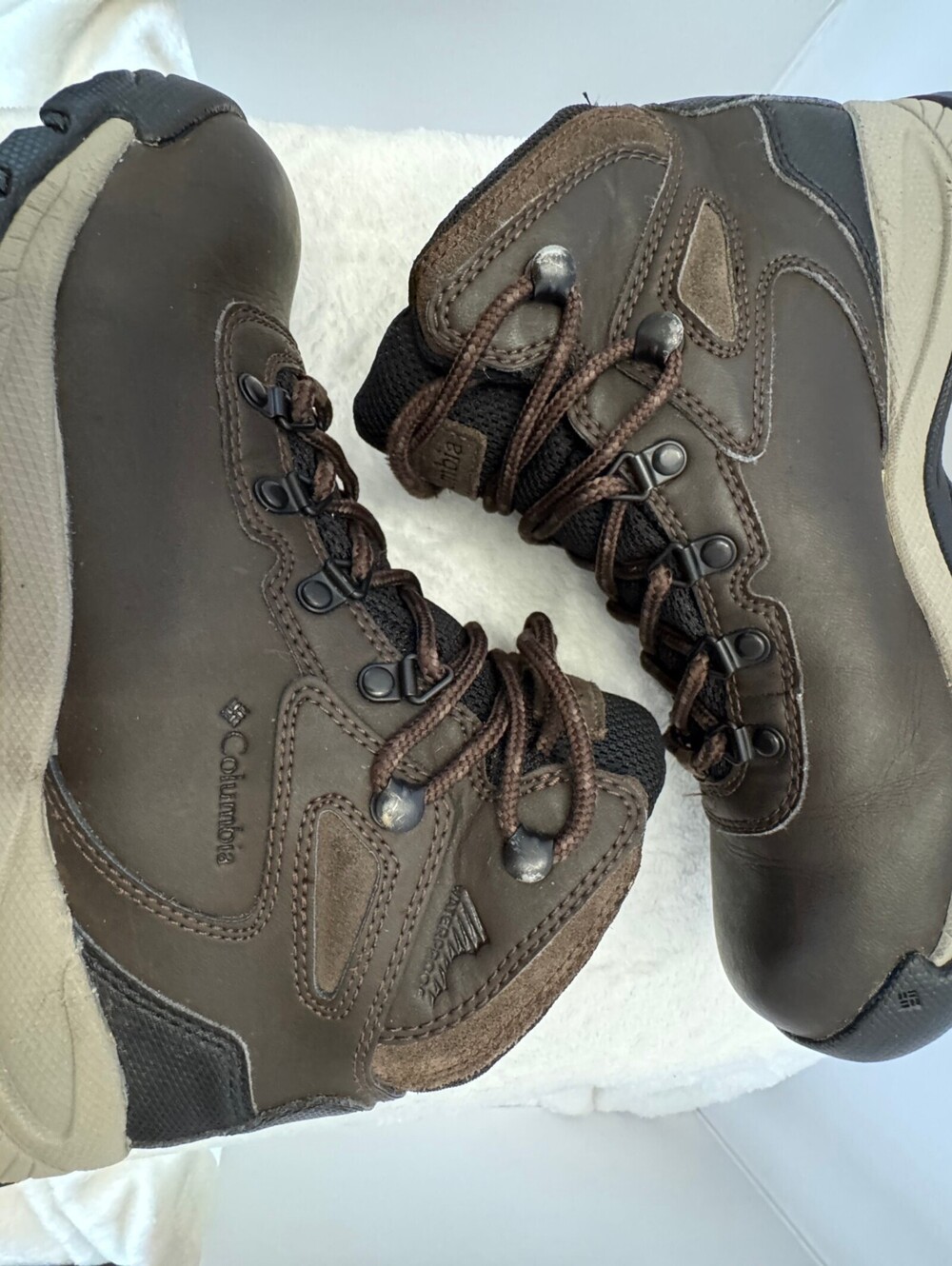 Columbia Newton Ridge Plus Women's 7 Waterproof Leather Hiking Boots Brown Snow - Picture 6 of 9